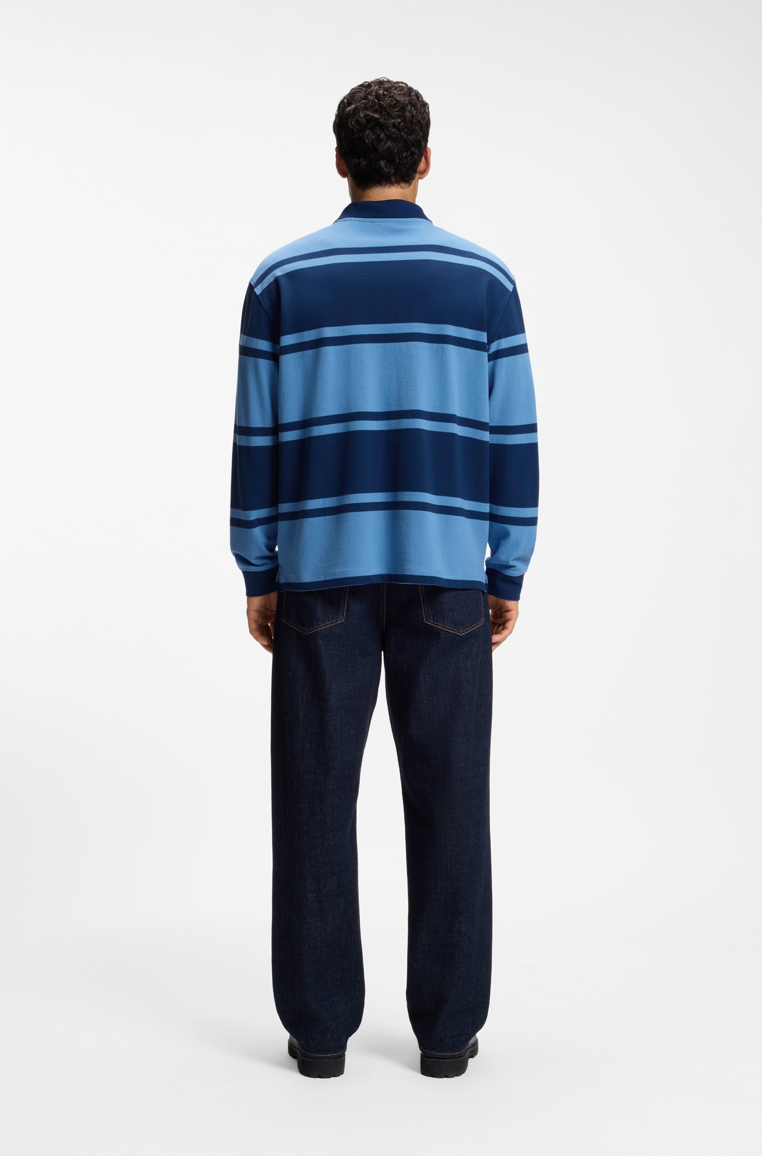 Hugo Striped-cotton polo shirt pikéer herr – bild 3
