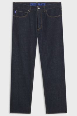 Baggy-fit jeans in dark-blue rinse-washed denim, Dark Blue