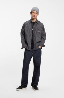 Baggy-fit jeans in dark-blue rinse-washed denim, Dark Blue