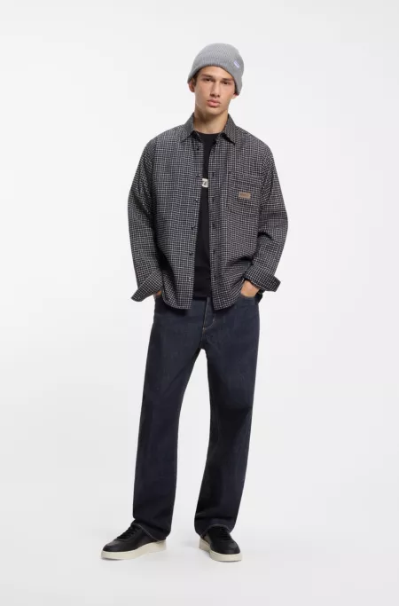 Baggy-fit jeans in dark-blue rinse-washed denim