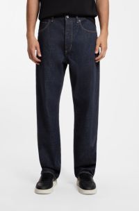 Baggy-fit jeans in dark-blue rinse-washed denim, Dark Blue