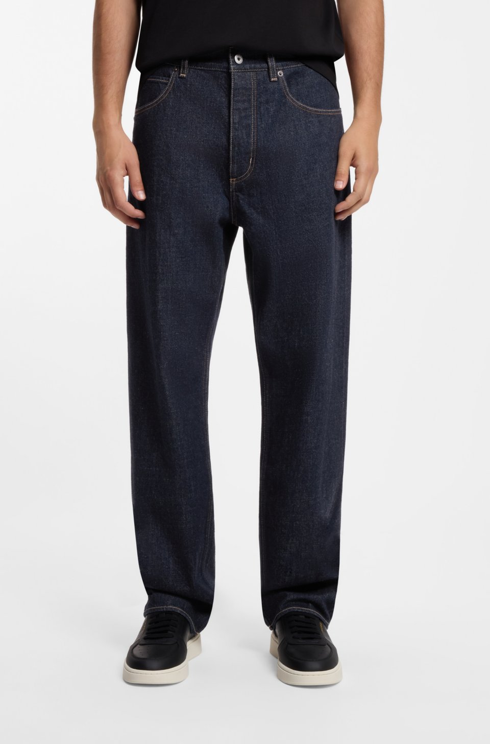 Baggy-fit jeans in dark-blue rinse-washed denim