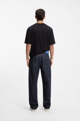 Baggy-fit jeans in dark-blue rinse-washed denim, Dark Blue