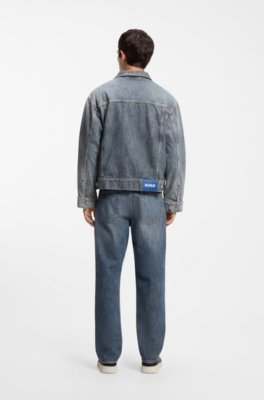 Hugo Relaxed-fit jacket in mid-blue crosshatch denim jeansjackor herr – bild 2