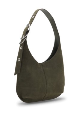 Boss Faux-suede hobo bag with hardware trims axelremsväskor dam – bild 4