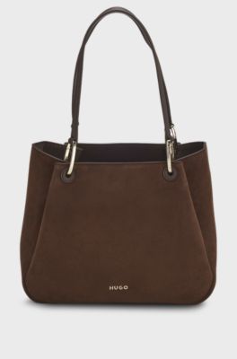 Small tote bag with gold-tone hardware, Dark Brown