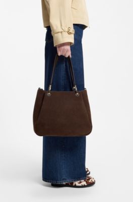 Small tote bag with gold-tone hardware, Dark Brown