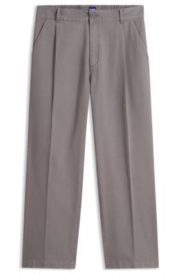 Hugo Pleated trousers in brushed stretch-cotton twill casual byxor herr – bild 4