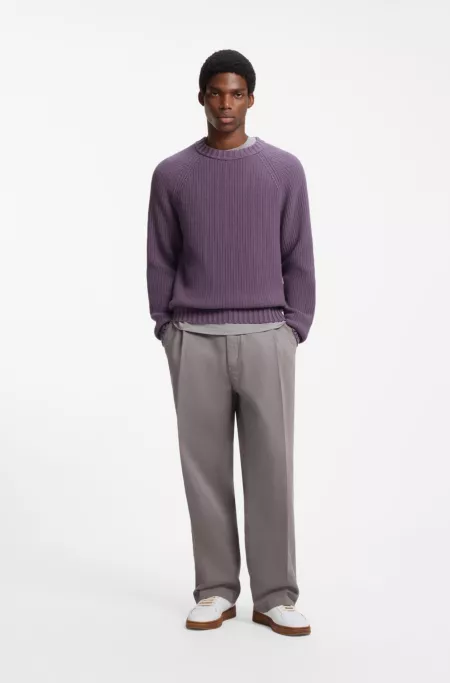 Pleated trousers in brushed stretch-cotton twill