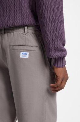 Hugo Pleated trousers in brushed stretch-cotton twill casual byxor herr – bild 3