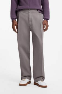 Pleated trousers in brushed stretch-cotton twill