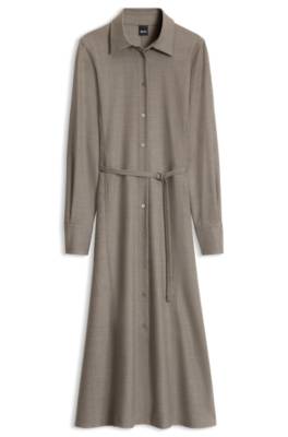 Boss Belted flannel shirt dress with wool and linen skjortklänningar dam – bild 4