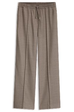 Straight-fit trousers in flannel with drawstring waist