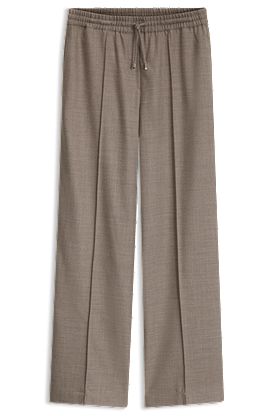 Straight-fit trousers in flannel with drawstring waist