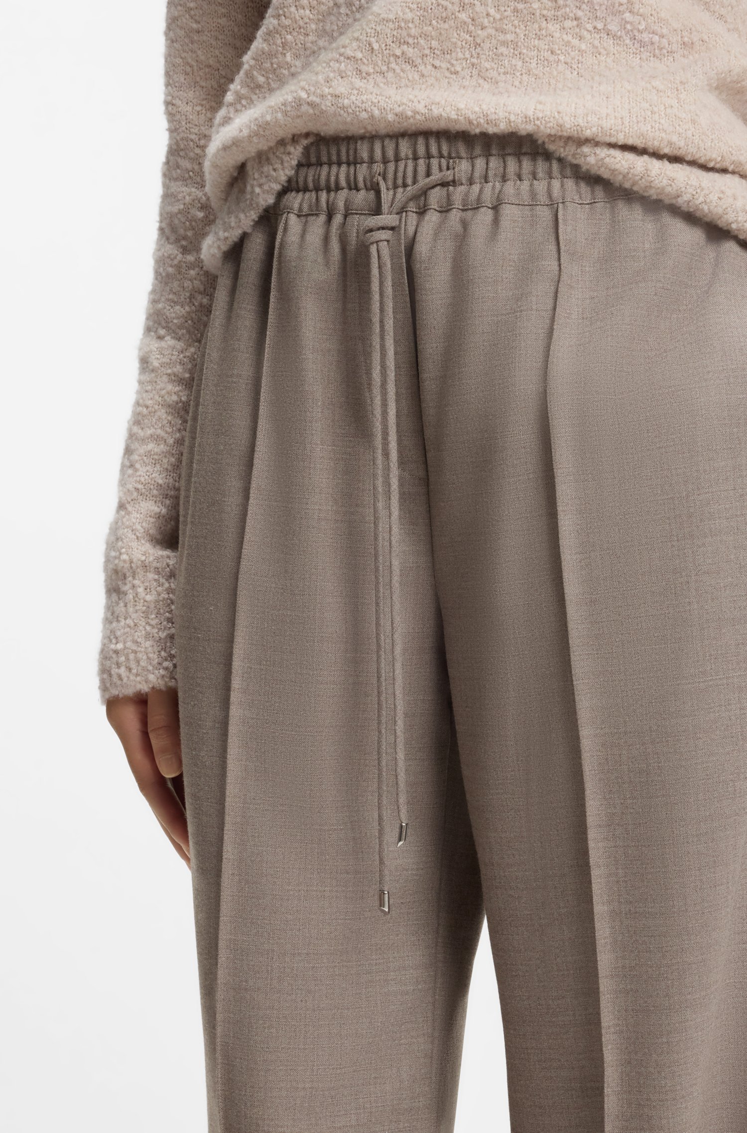 Boss Straight-fit trousers in flannel with drawstring waist dam – bild 3