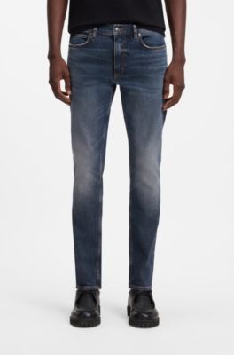 Extra slim fit-jeans i m&ouml;rkbl&aring; stretchdenim, M&ouml;rkbl&aring;