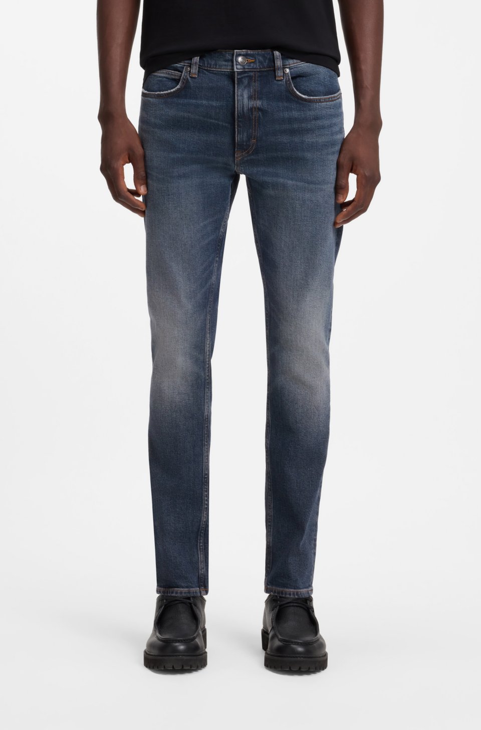 Extra-slim-fit jeans in dark-blue stretch denim