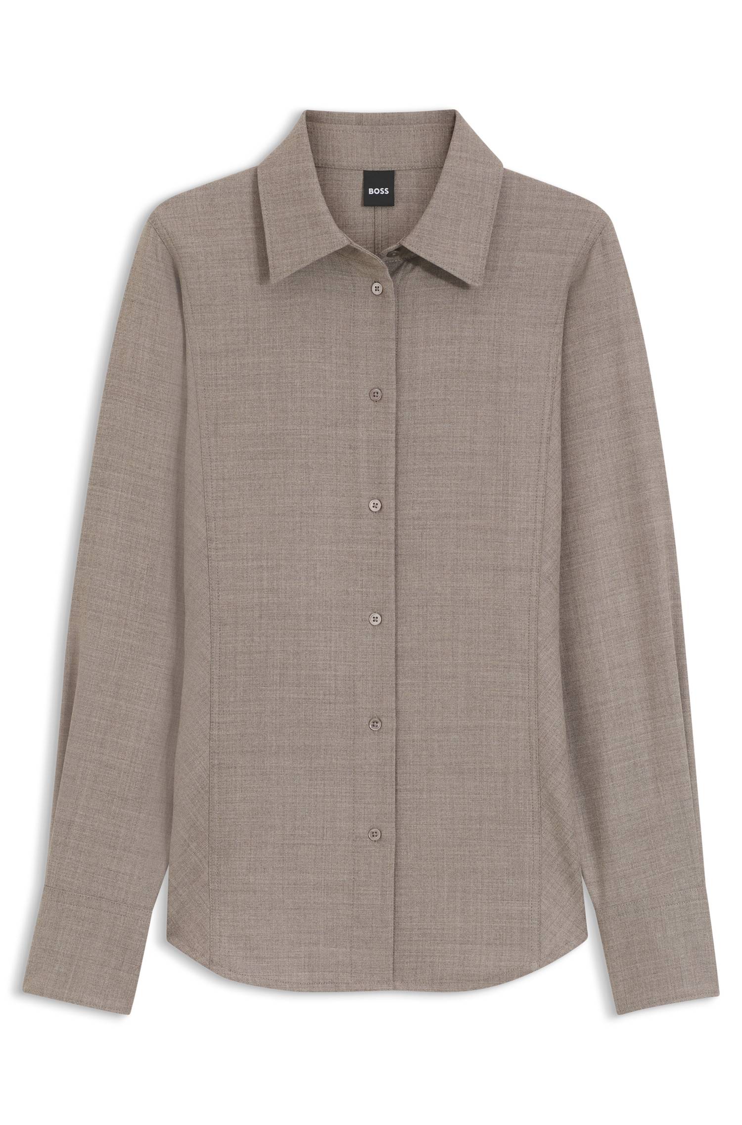 Boss Slim-fit blouse in flannel with wool and linen skjortor & blusar dam – bild 4