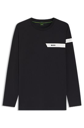 Stretch-cotton T-shirt with logo print