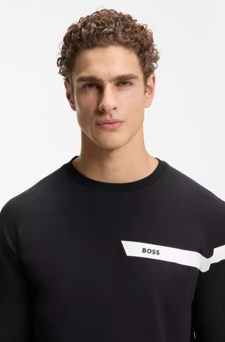 Stretch-cotton T-shirt with logo print