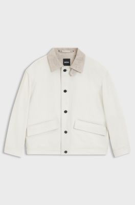 Oversized-fit jacket in nappa leather , Natural