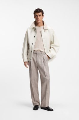 Giubbotto oversized fit in nappa, Colore neutro