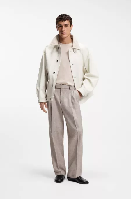 Oversized-fit jacket in nappa leather