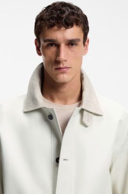 Oversized-fit jacket in nappa leather , Natural