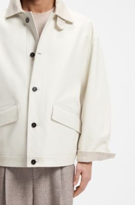 Oversized-fit jacket in nappa leather , Natural