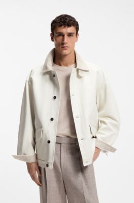 Oversized-fit jacket in nappa leather , Natural