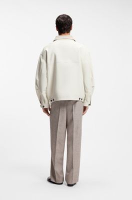 Oversized-fit jacket in nappa leather , Natural