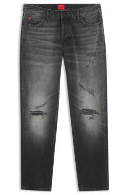 Hugo Stretch-cotton tapered-fit jeans with a logo label herr – bild 4
