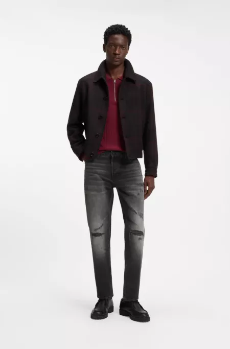 Tapered-Fit Jeans aus Stretch-Baumwolle mit Logo-Label