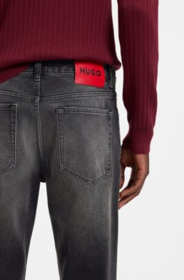 Hugo Stretch-cotton tapered-fit jeans with a logo label herr – bild 3