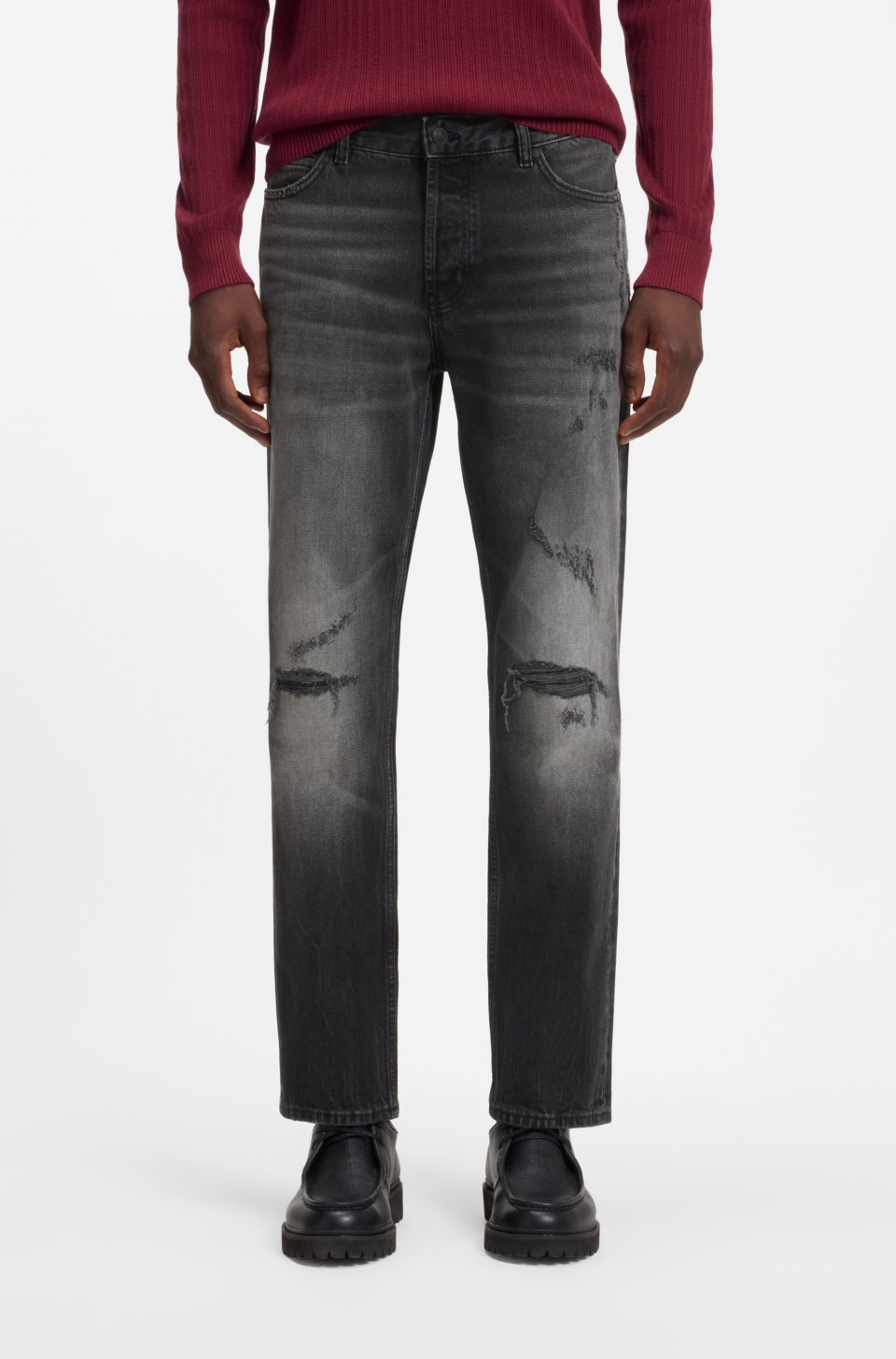Stretch-cotton tapered-fit jeans with a logo label