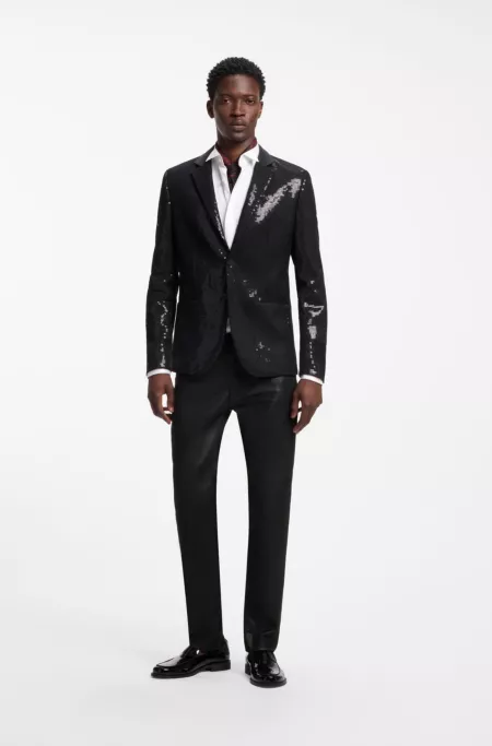Jean Slim noir en denim enduit stretch confortable