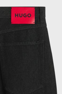 Relaxed-fit jeans in heavyweight black denim, Black