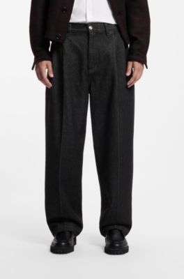 Relaxed-fit jeans in heavyweight black denim, Black