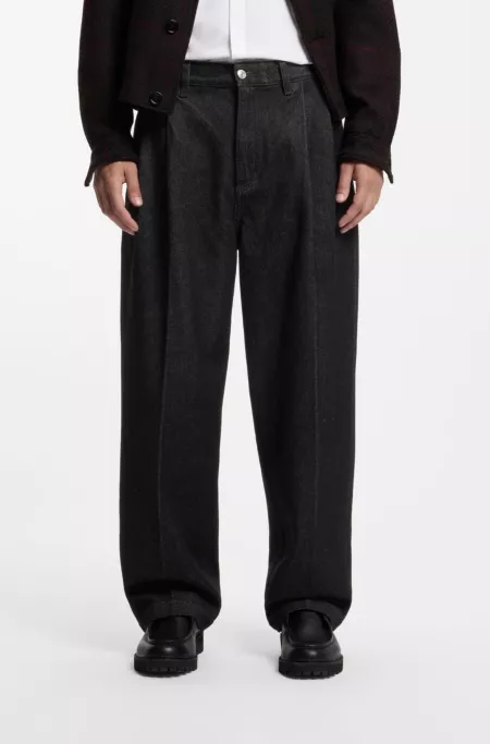 Relaxed-fit jeans in heavyweight black denim