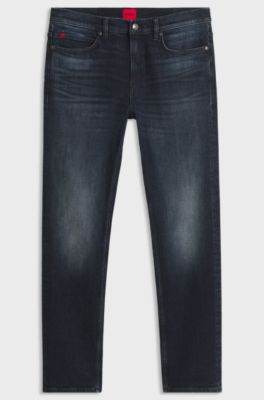 Slim-fit jeans in vintage-wash stretch denim, Dark Blue