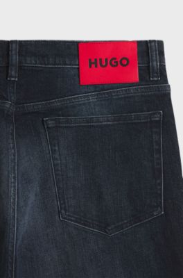 Slim-fit jeans in vintage-wash stretch denim, Dark Blue
