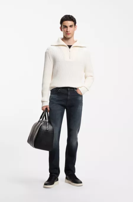 Slim-fit jeans in vintage-wash stretch denim