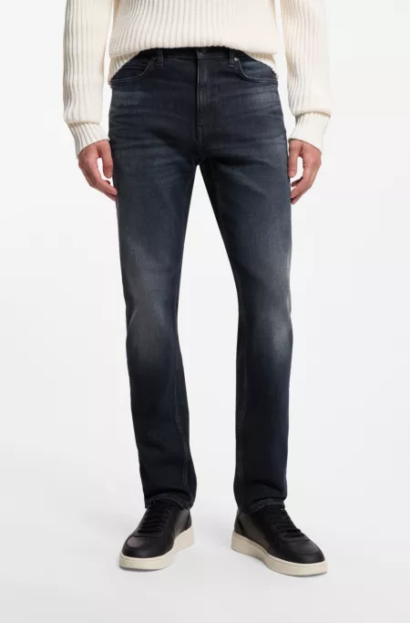 Slim-fit jeans in vintage-wash stretch denim