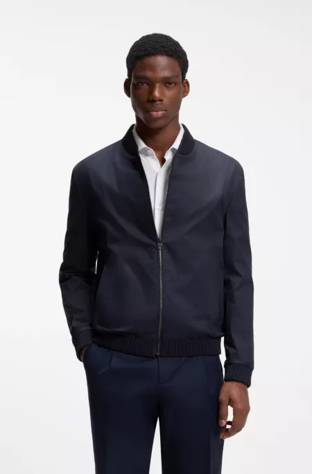 Slim-fit zip-up jacket in stretch-cotton twill