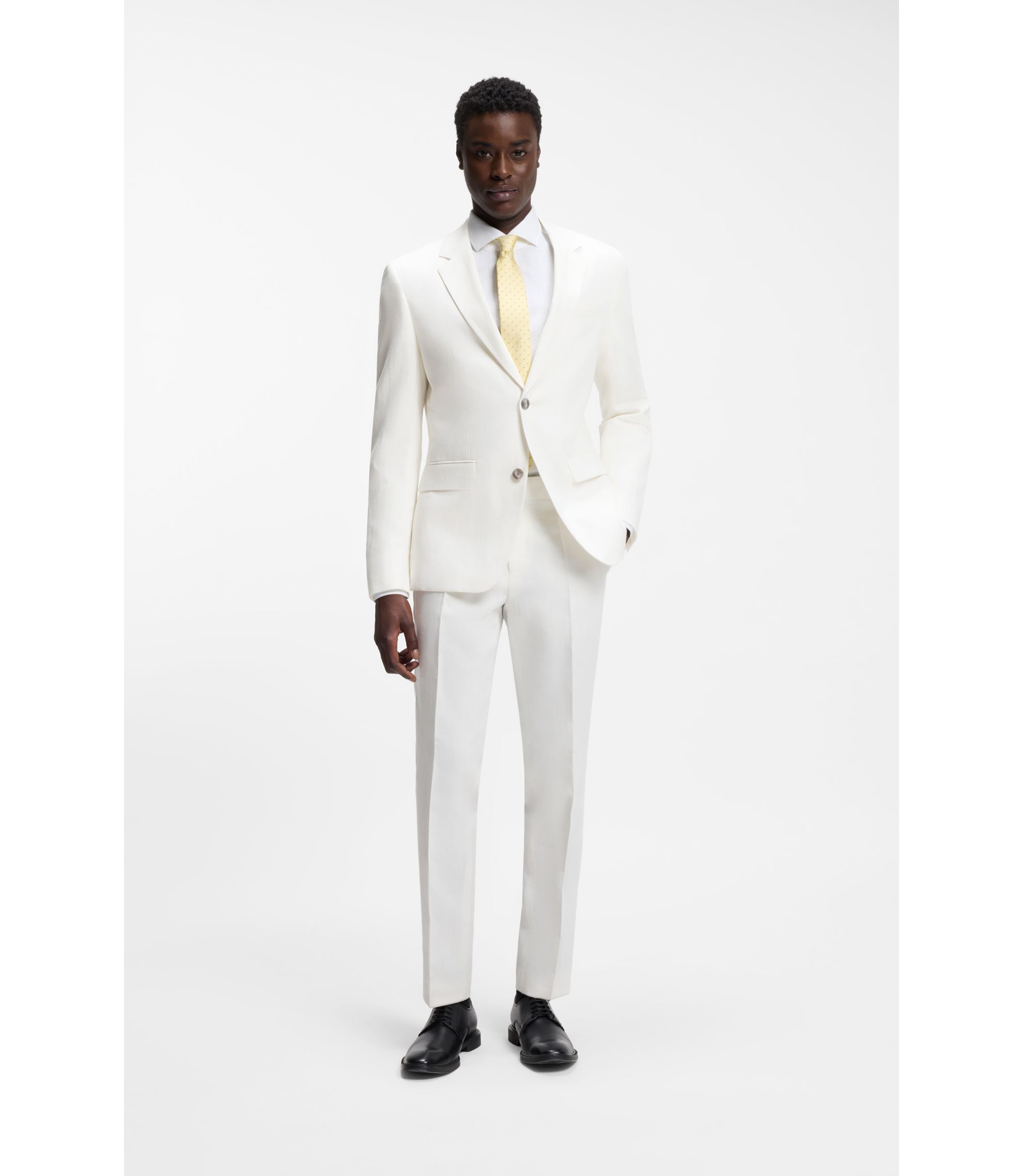 Zweiteiliger Slim-Fit Anzug aus Baumwolle und Leinen