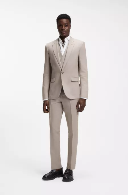 Zweiteiliger Slim-Fit Anzug aus Baumwolle und Leinen