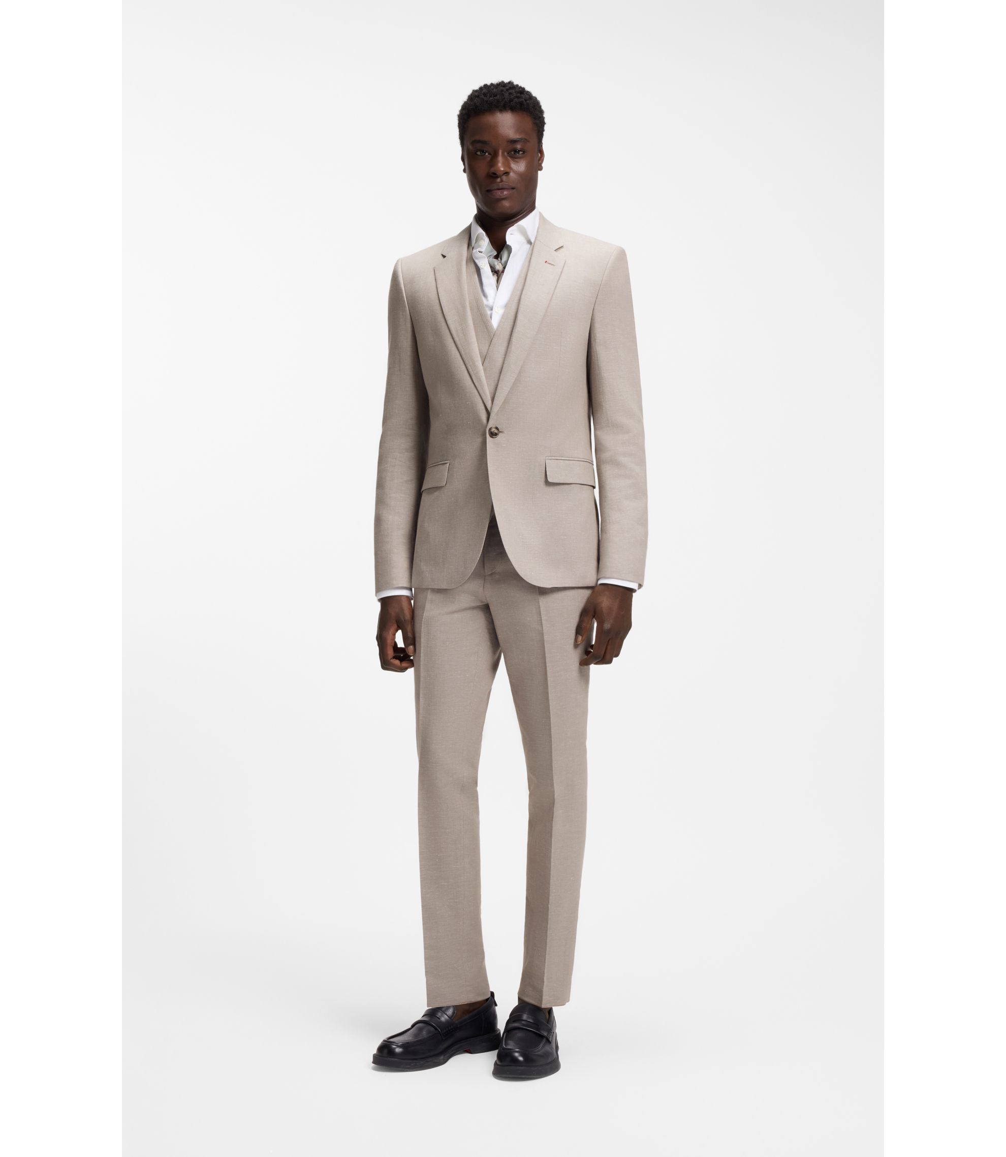 Zweiteiliger Slim-Fit Anzug aus Baumwolle und Leinen