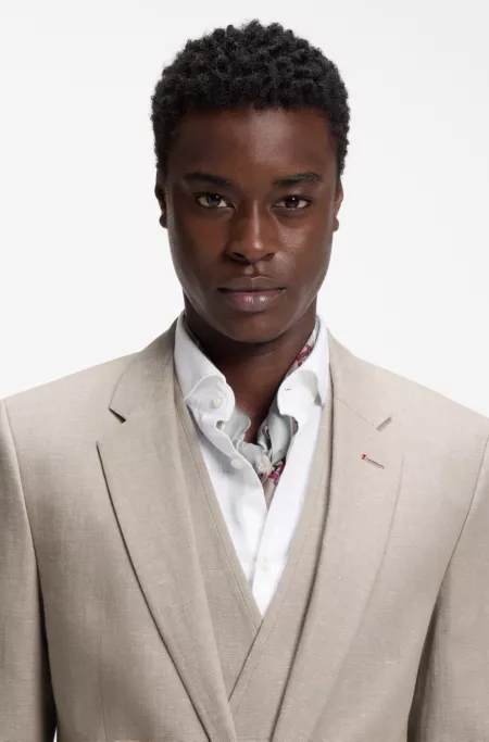 Zweiteiliger Slim-Fit Anzug aus Baumwolle und Leinen