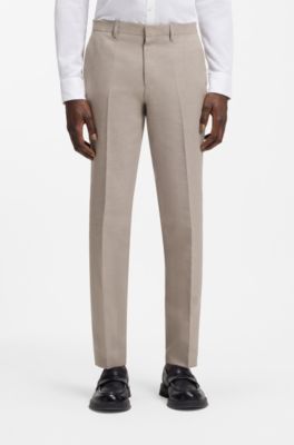 Costume deux pi&egrave;ces Slim Fit en coton et lin, Brun chin&eacute;