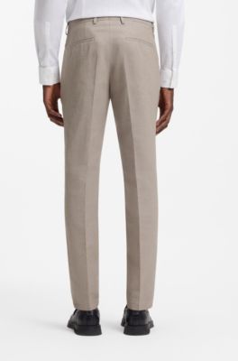 Costume deux pi&egrave;ces Slim Fit en coton et lin, Brun chin&eacute;